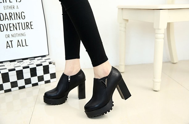 Black High Heel Martin Boots