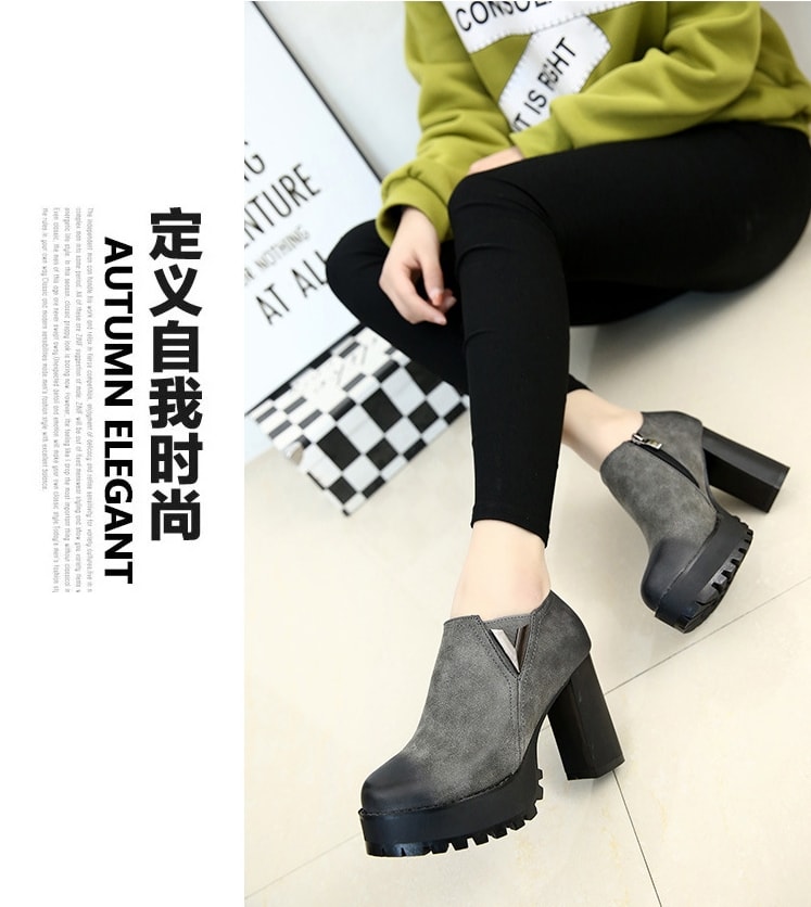 Gray High Heel Martin Boots