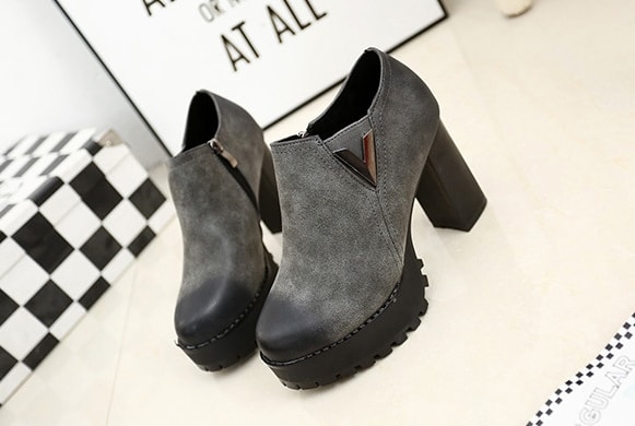 Gray High Heel Martin Boots