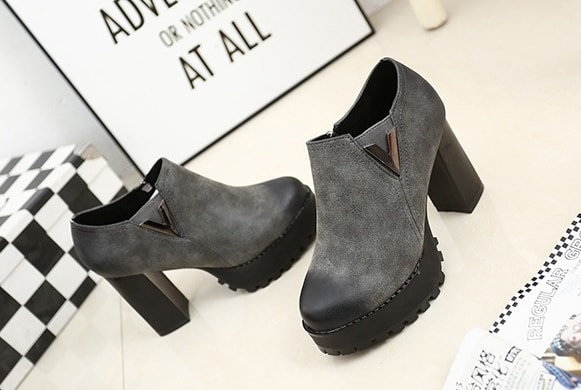 Gray High Heel Martin Boots