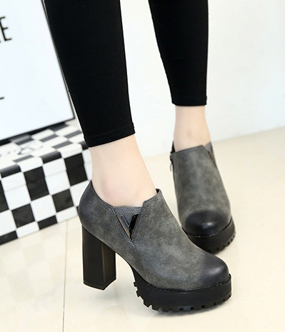 Gray High Heel Martin Boots