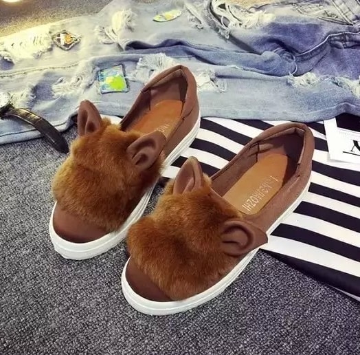 Brown Rabbit Ear Casual Shoes