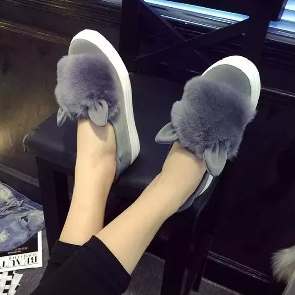 Gray Rabbit Ear Casual Shoes