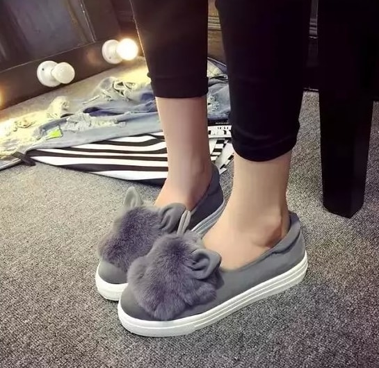 Gray Rabbit Ear Casual Shoes