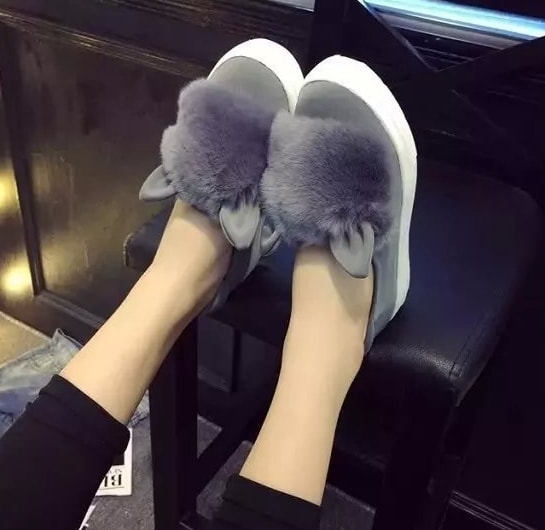 Gray Rabbit Ear Casual Shoes