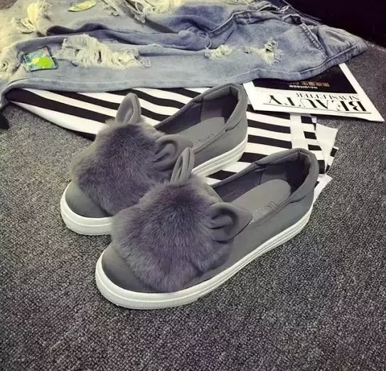 Gray Rabbit Ear Casual Shoes