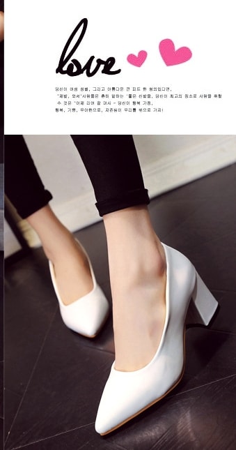 White Korean Pointed Shoes