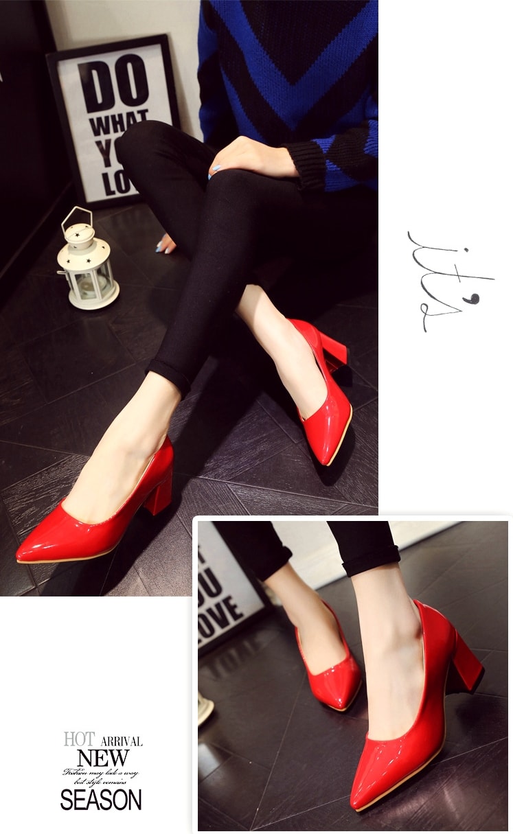 Red Korean Pointed Shoes