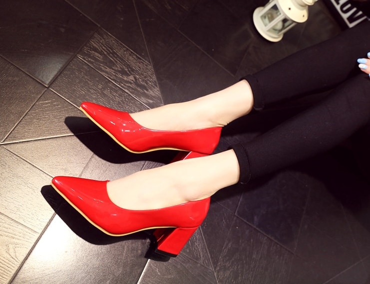 Red Korean Pointed Shoes