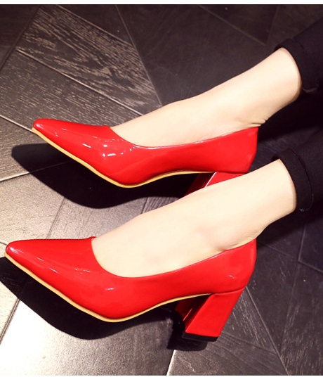 Red Korean Pointed Shoes