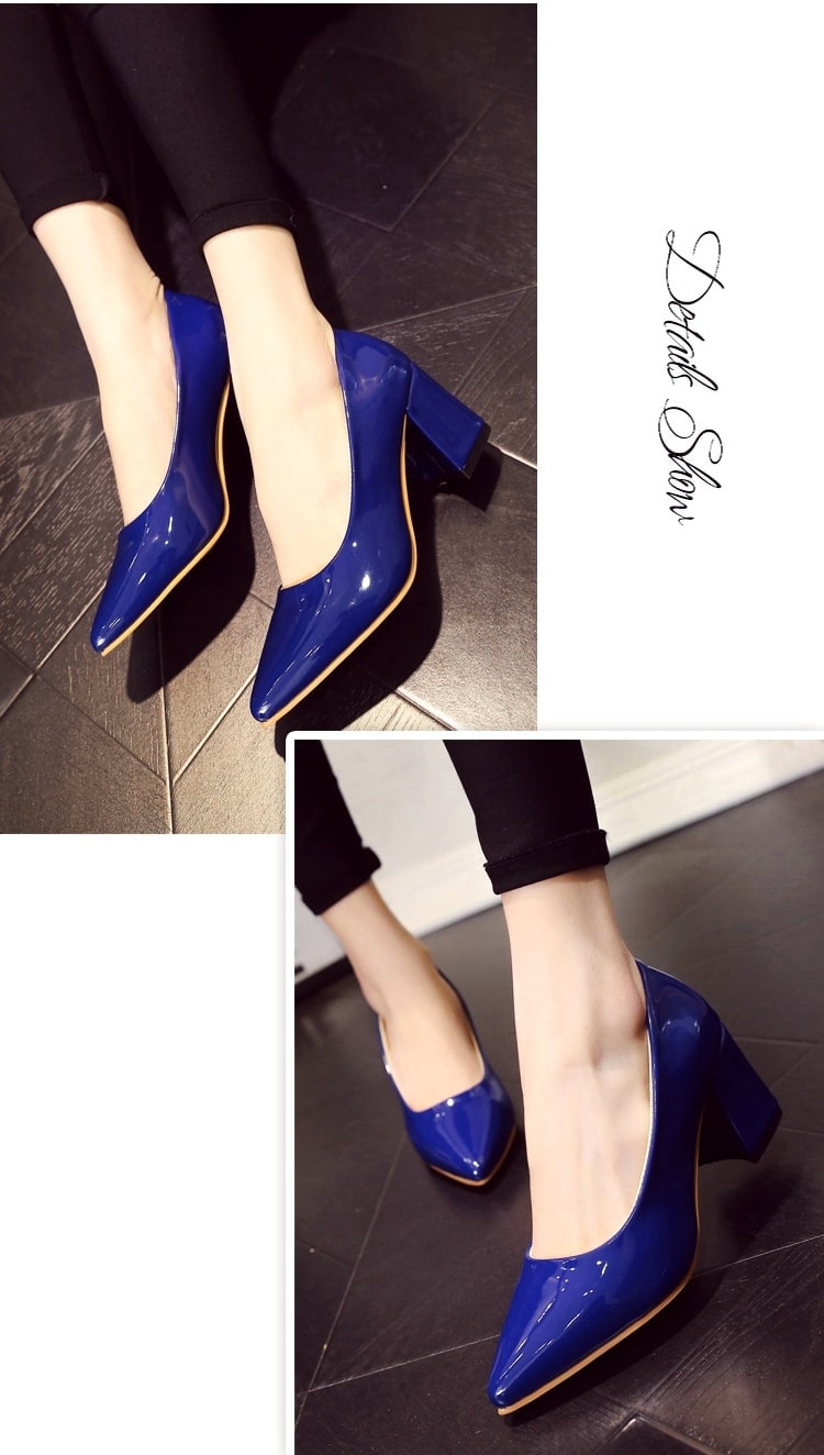 Blue Korean Pointed Shoes