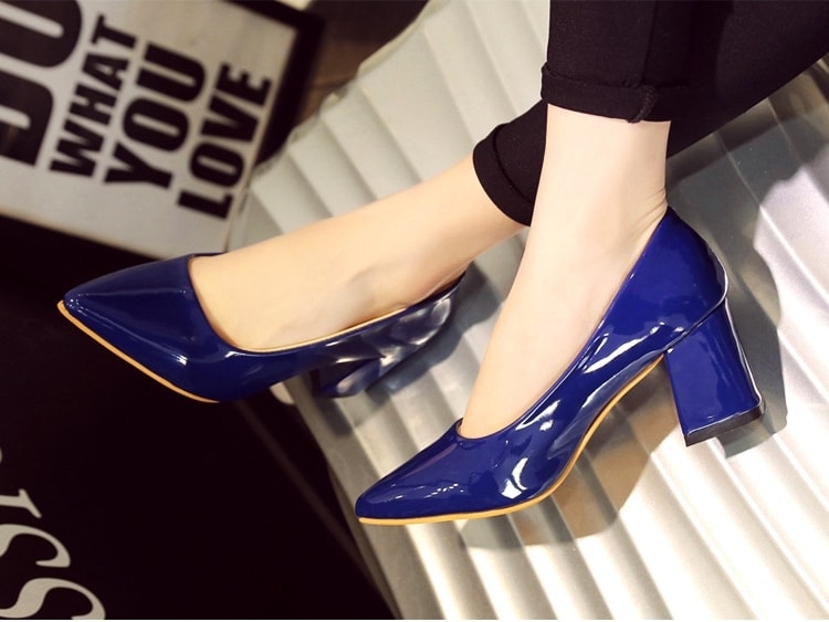 Blue Korean Pointed Shoes