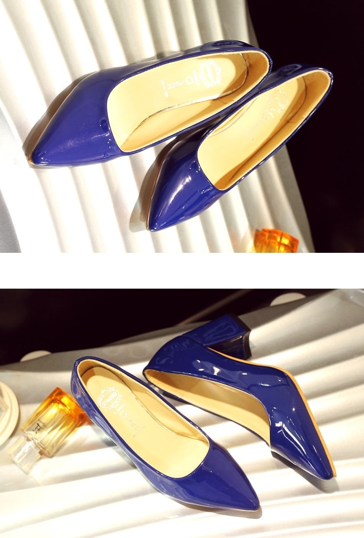 Blue Korean Pointed Shoes