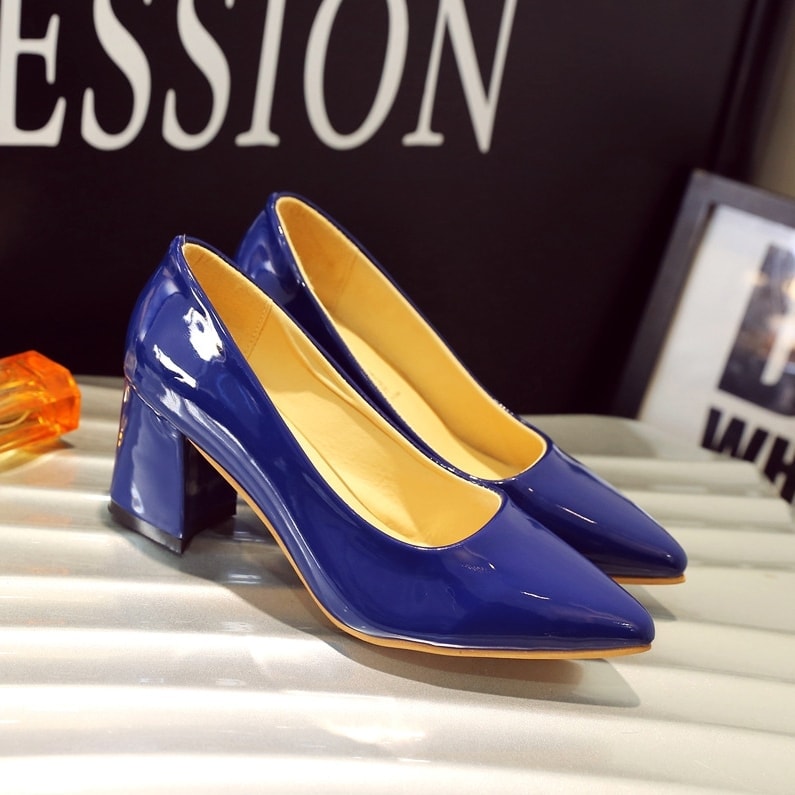 Blue Korean Pointed Shoes