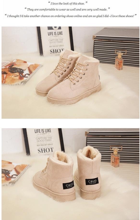 Cream Warm Snow Boots