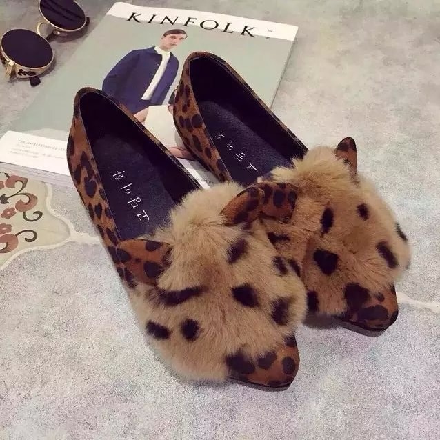 Leopard Rabbit Ear Casual Shoes