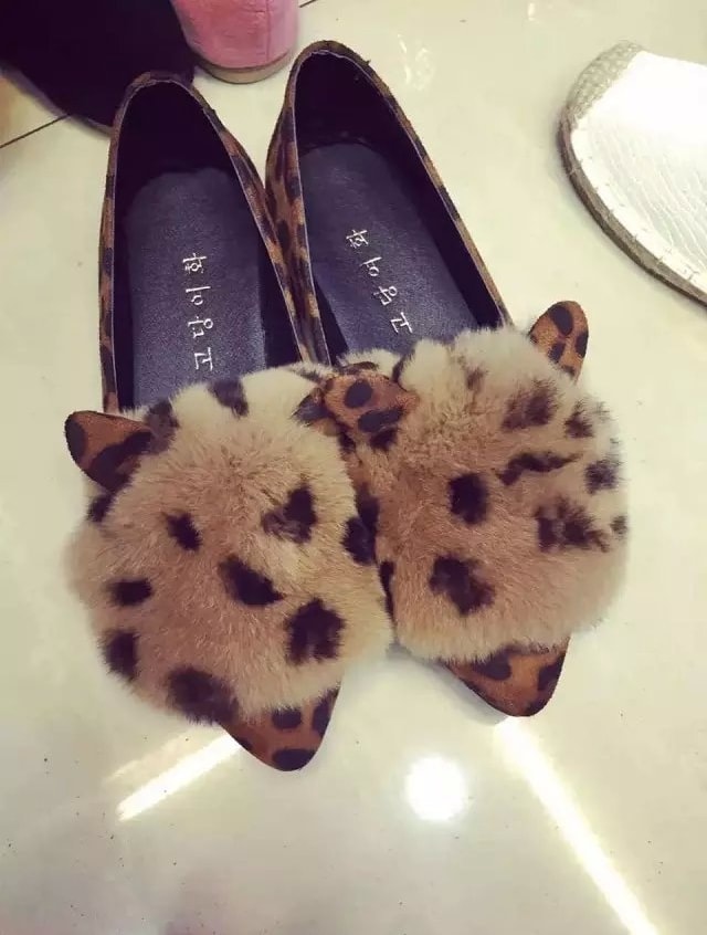 Leopard Rabbit Ear Casual Shoes