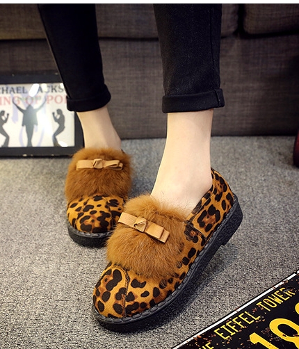 Leopard Korean Bow Flat Shoes