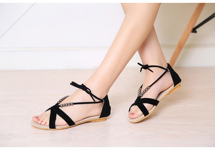 Black Bohemian Roman Sandal Import