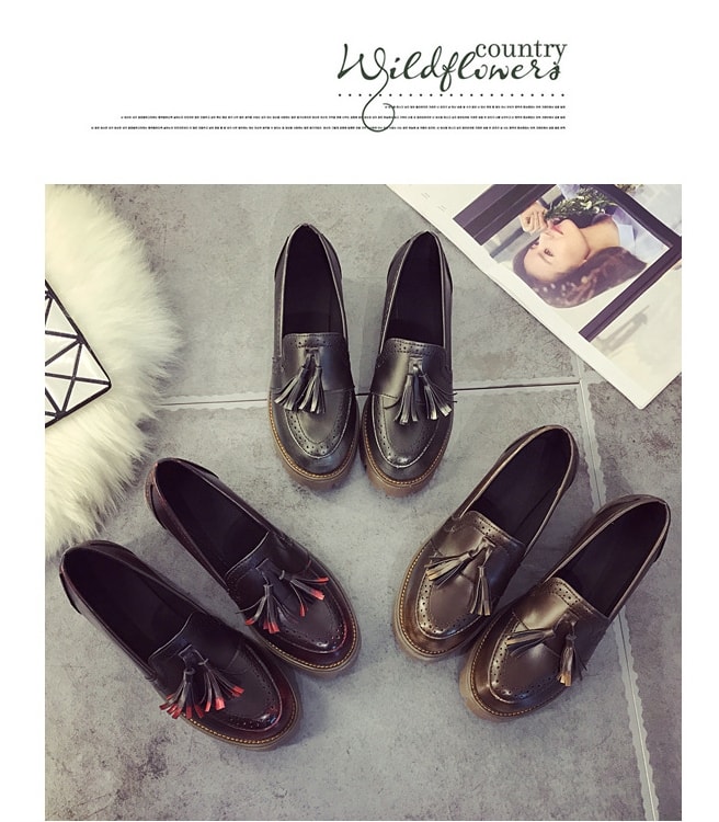 Red Wine Korean Leather Shoes