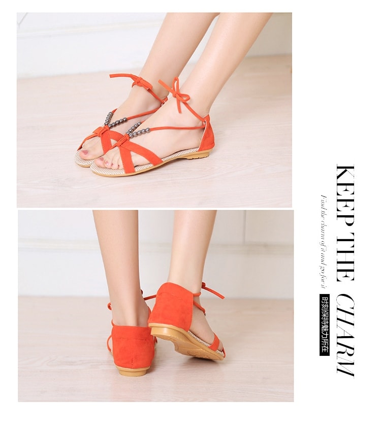 Orange Bohemian Roman Sandal Import