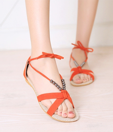 Orange Bohemian Roman Sandal Import