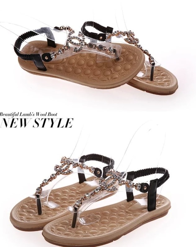 Black Rhinestone Sandal Import