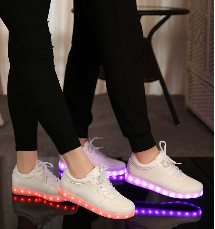 White Colorful LED Shoes - Unisex Adult