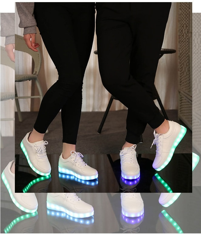 White Colorful LED Shoes - Unisex Adult