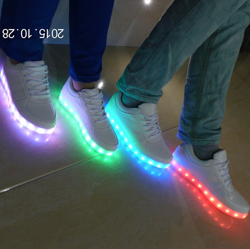 White Colorful LED Shoes - Unisex Adult