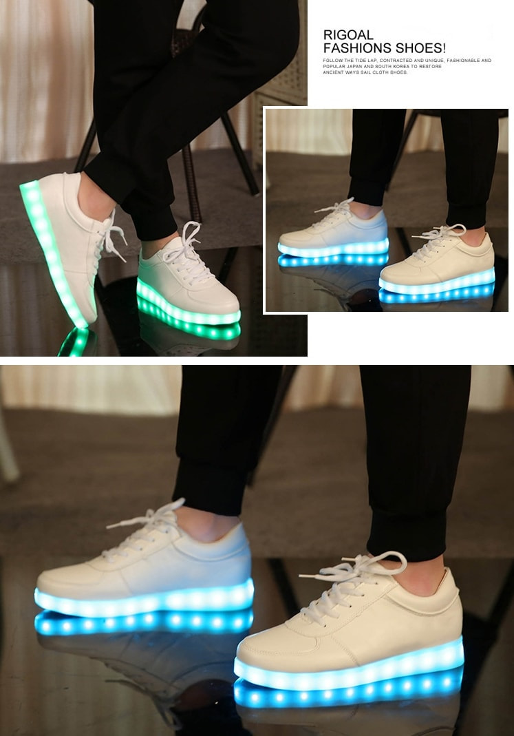 White Colorful LED Shoes - Unisex Adult