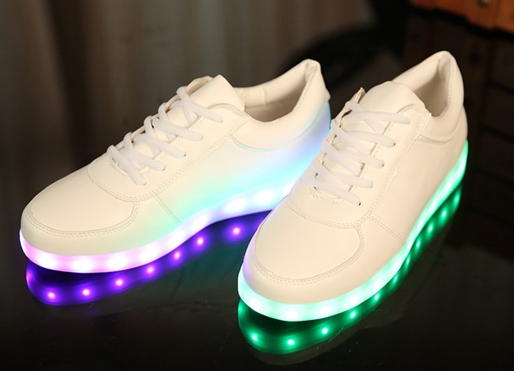 White Colorful LED Shoes - Unisex Adult