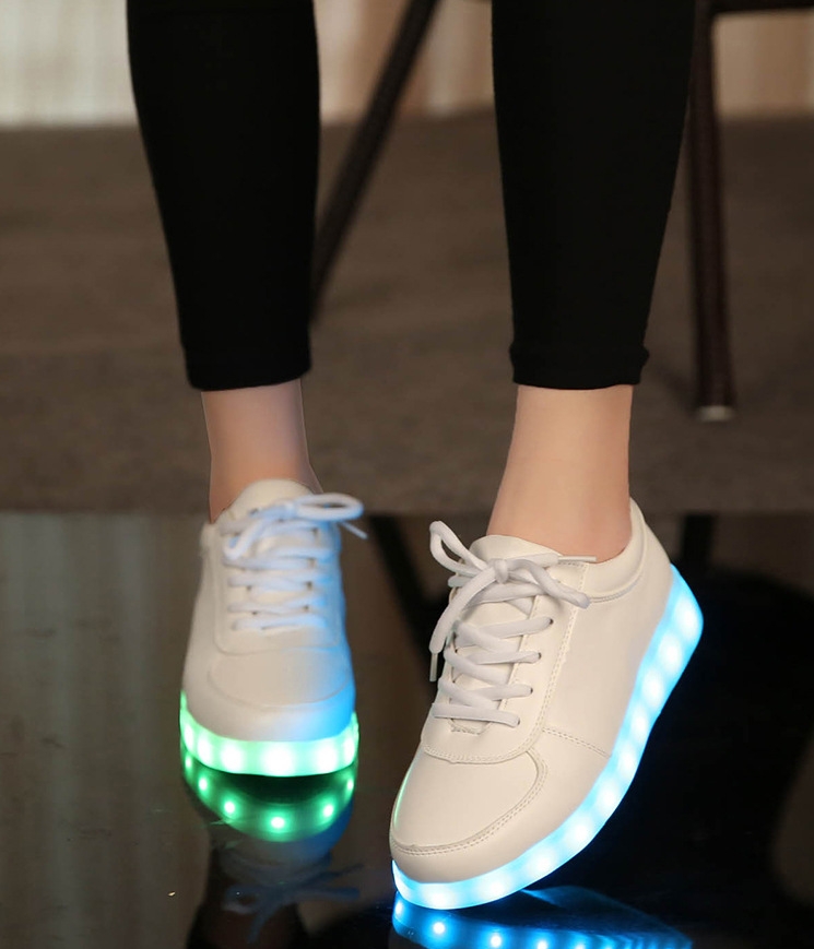 White Colorful LED Shoes - Unisex Adult