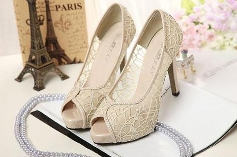 Beige High Heel Party Shoes