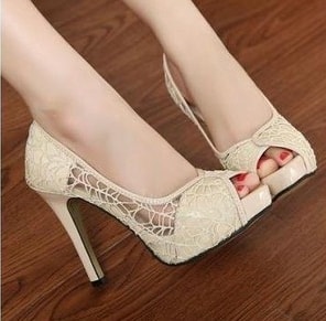 Beige High Heel Party Shoes