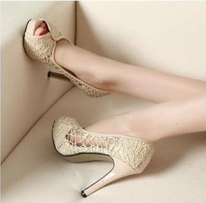 Beige High Heel Party Shoes