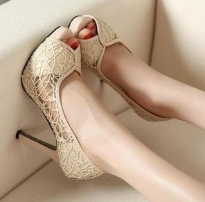 Beige High Heel Party Shoes