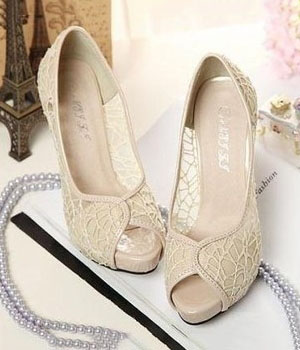 Beige High Heel Party Shoes