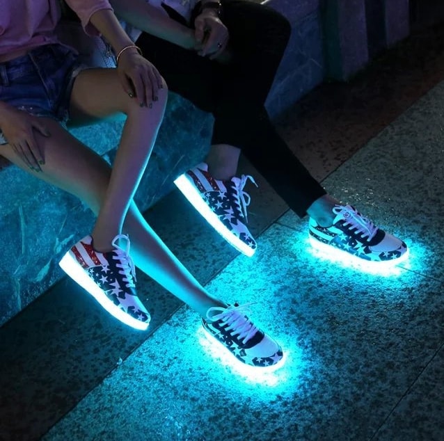 Blue and White LED Shoes - Unisex Adult