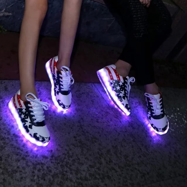 Blue and White LED Shoes - Unisex Adult