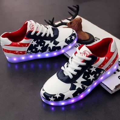 Blue and White LED Shoes - Unisex Adult