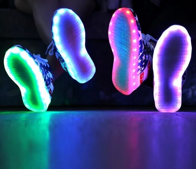 Blue and White LED Shoes - Unisex Adult