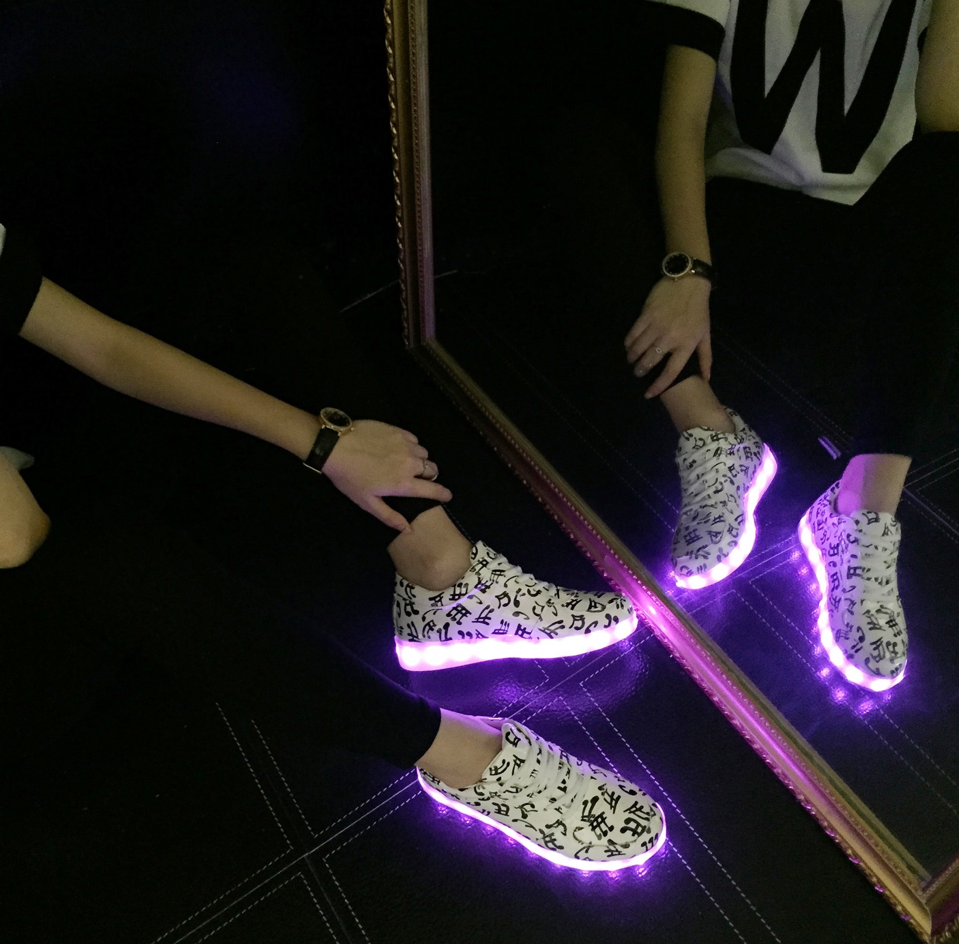 White Colorful LED Shoes - Unisex Adult