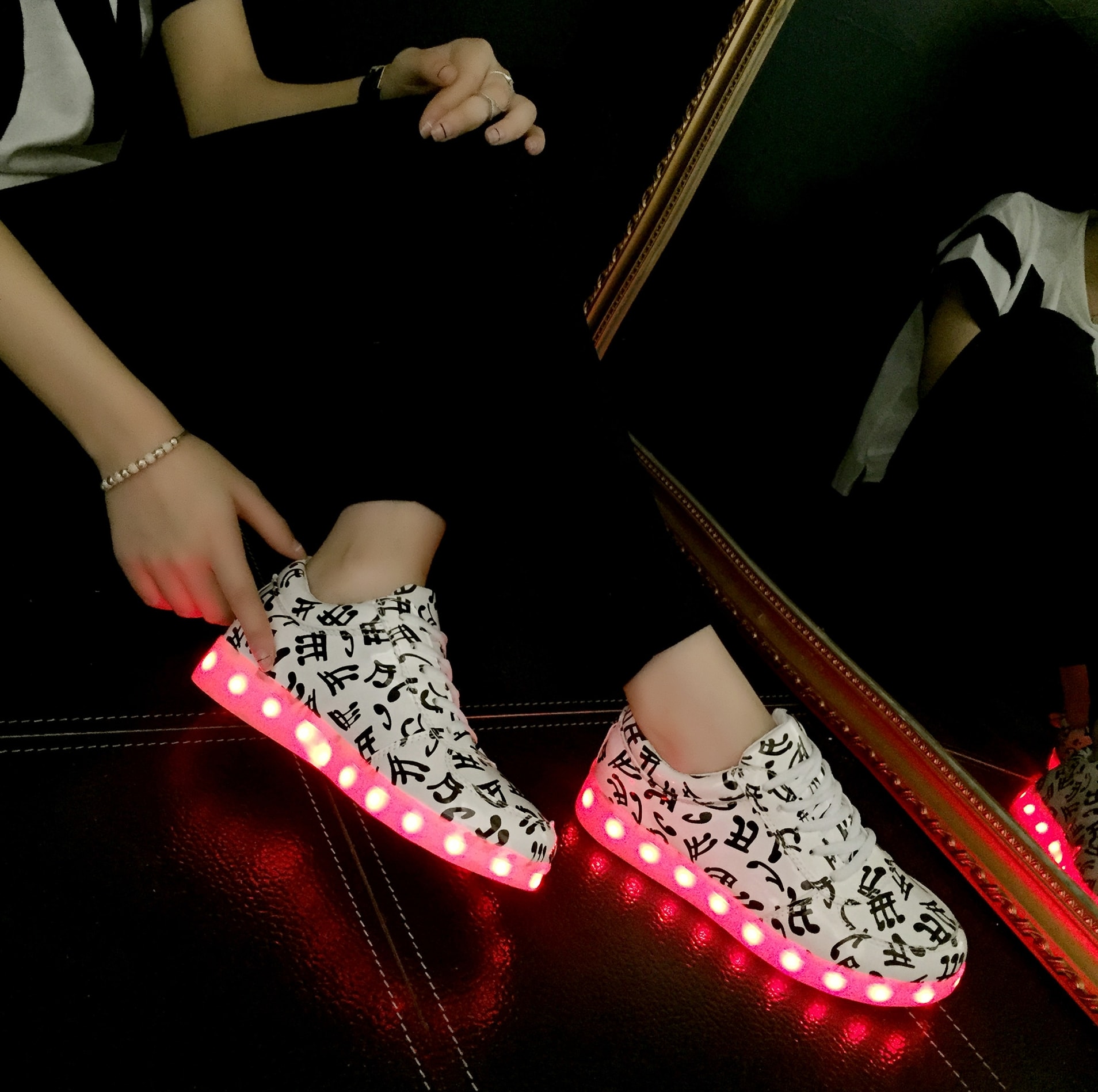 White Colorful LED Shoes - Unisex Adult