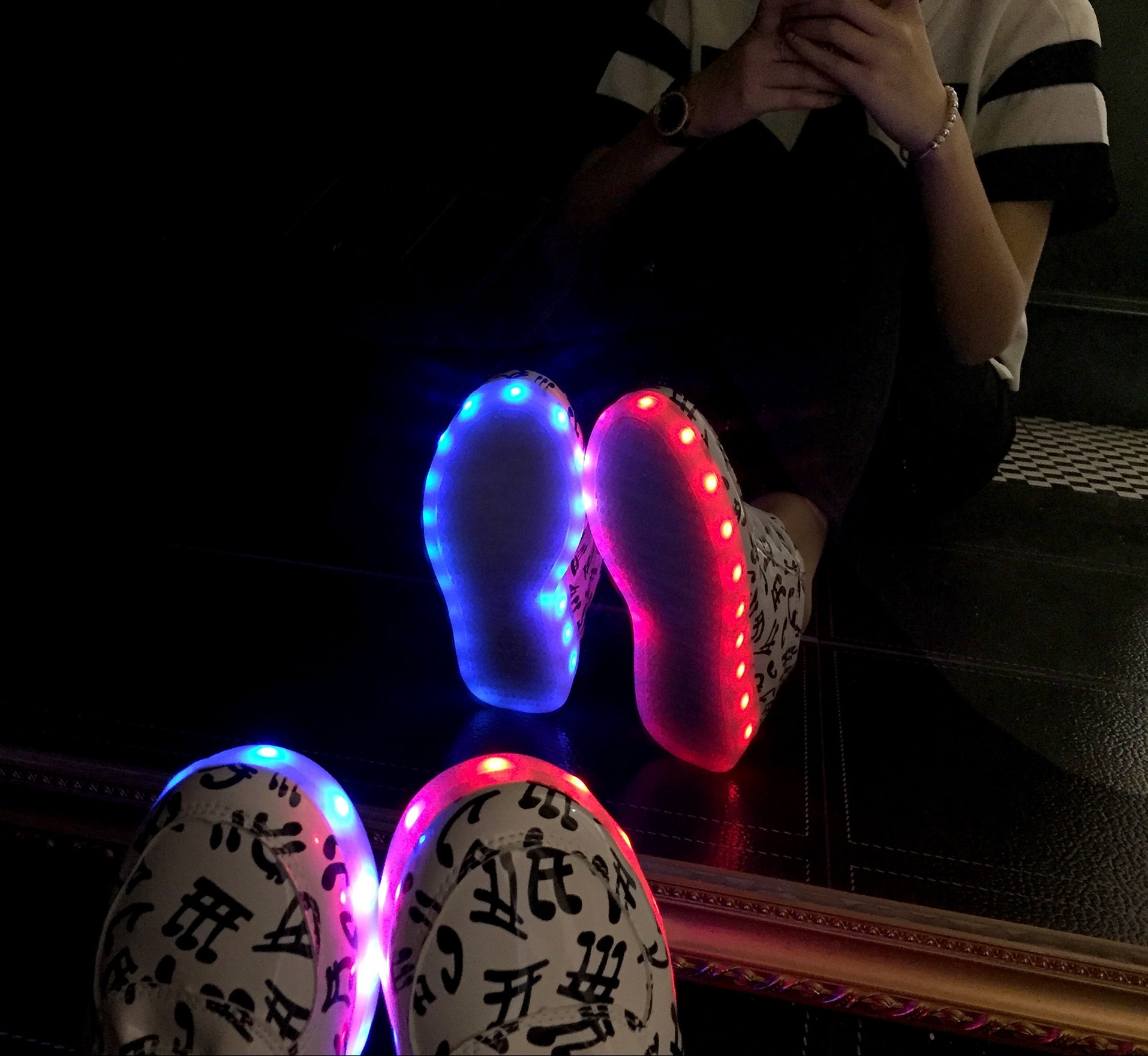 White Colorful LED Shoes - Unisex Adult