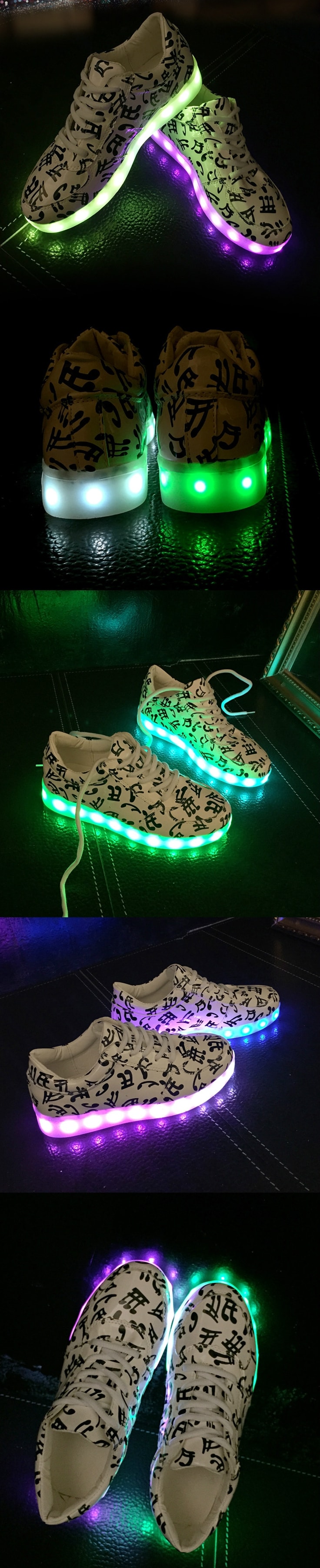 White Colorful LED Shoes - Unisex Adult