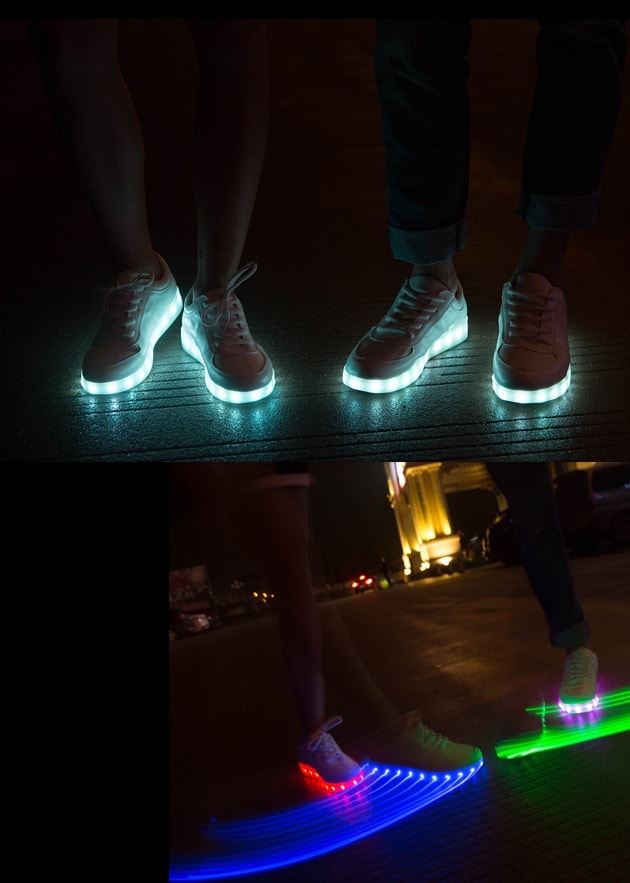 White Colorful LED Shoes - Unisex Adult