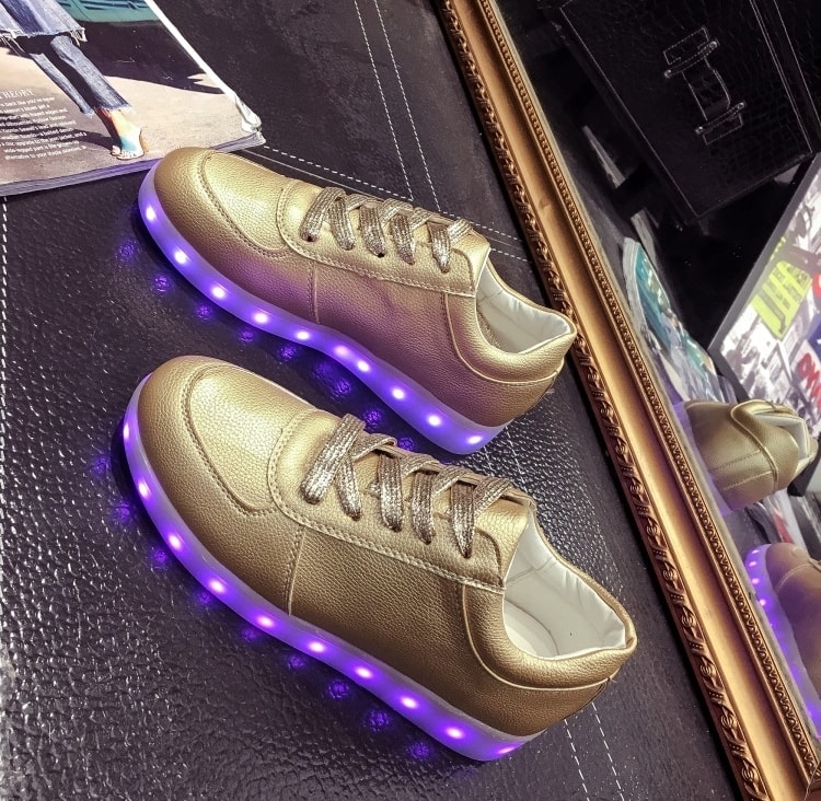 Gold Colorful LED Shoes - Unisex Adult