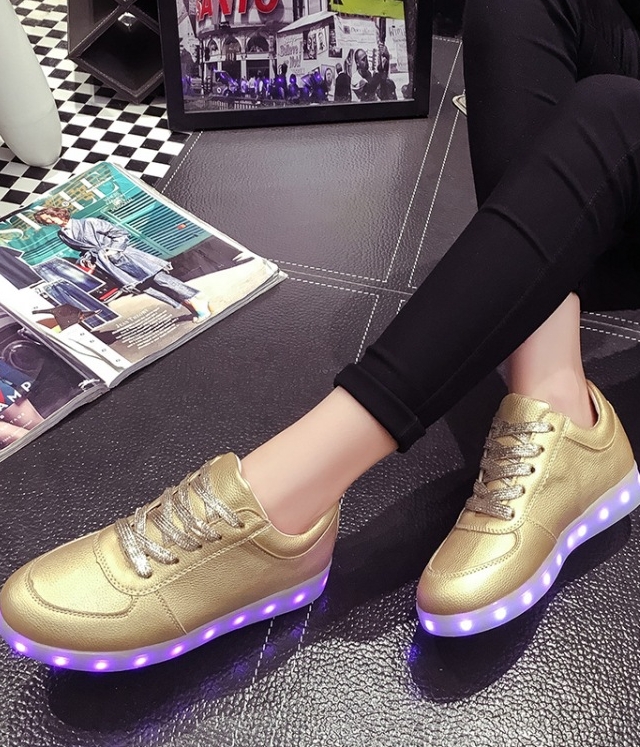 Gold Colorful LED Shoes - Unisex Adult