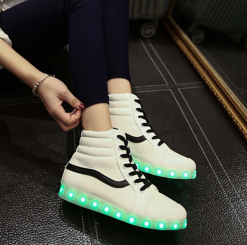 White Colorful LED Shoes - Unisex Adult